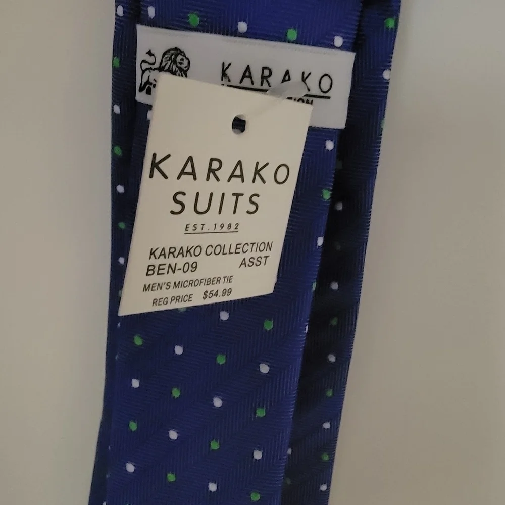 NEW Karako Suit Collection Tie Microfiber Purple dots T10